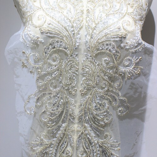 Retro Beaded Applique Ivory Lace Bodice Applique for Wedding - Etsy