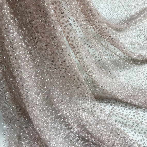 Sparkly Blushing Pink Stiffening Glitter Tulle Fabric - OneYard