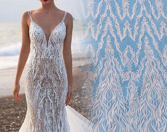 Biała, kości słoniowej koronkowa tkanina, gipiura Alencon Rayon aplikacja koronki materiał, suknia ślubna, fala haft tiul kwiat koronki cięty na wymiar
