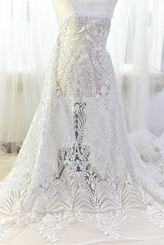 chinese dress ladies A Line V Neck Ivory Lace Long Prom Wedding Dress with High Slit, Ivory   abcprom