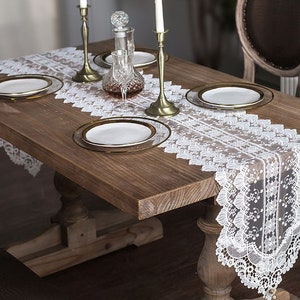 レーステーブルランナー、カスタムフラワーテーブルフラッグデコレーション、ヴィンテージテーブルクロスリネンカバー生地、ホームウェディングダイニングキッチンキャビネットデコレーション