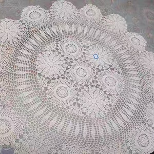 Custom Flower lace tablecloth, Handmade crochet round floral table cloth, Vintage Table linen cover Fabric for home wedding decor zdjęcie 6