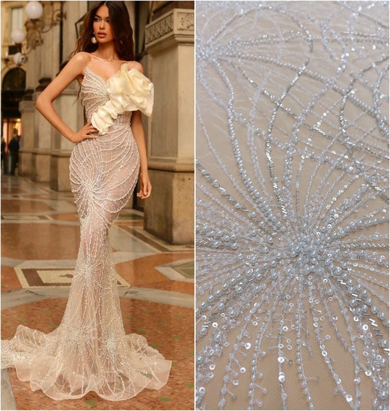 beading patterns for wedding dresses Beaded Choker Lace Designer Ruffled Overskirt Wedding Dress main image 1