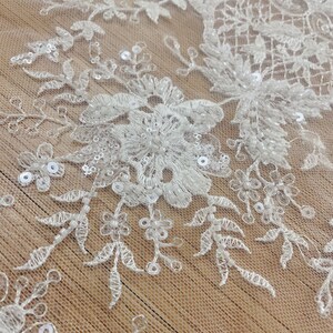White Lace Sequin Beaded Fabric, Flower Embroidery Beading Lace for ...