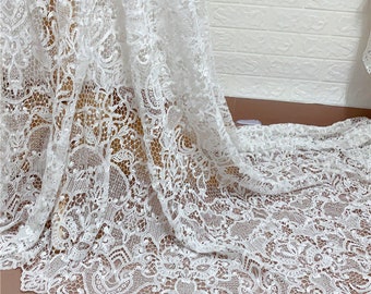 Boho White Quipure Venice Rayon Lace Fabric, Hollow Floral Wedding Dress Cotton Haft Alencon Tulle flower lace, tkanina cięta na wymiar