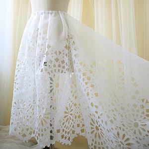 Crochet creux Fleur blanche Dentelle Garniture, applique de dentelle Voile Jupe Rideau pièce de matériau, Robe de mariée, Guipure Venise dentelle