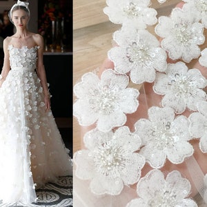 10 pcs Ivory Lace Applique Bridal Headpiece Wedding Dress Appliques Rose  Style Cotton Lace Appliques