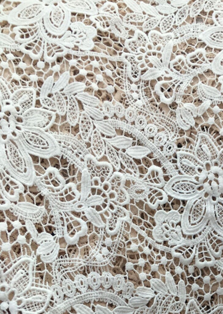 Boho White Quipure Venice Rayon Lace Fabric Hollow Floral - Etsy