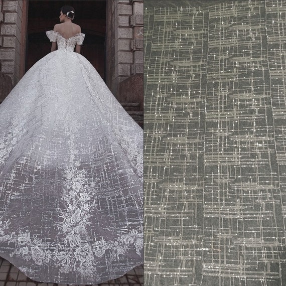 Sequin Grid Lattice Lace Tulle Fabric, White Ivory Wedding Prom Dress  Embroidery Mesh Lace, Bridal Flower Rayon Lace Fabric by the Yard - Etsy  Israel