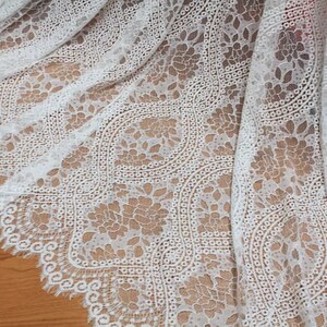 Boho Bohemian White Ivory Lace Fabric, Soft Floral French Lace, Bridal ...