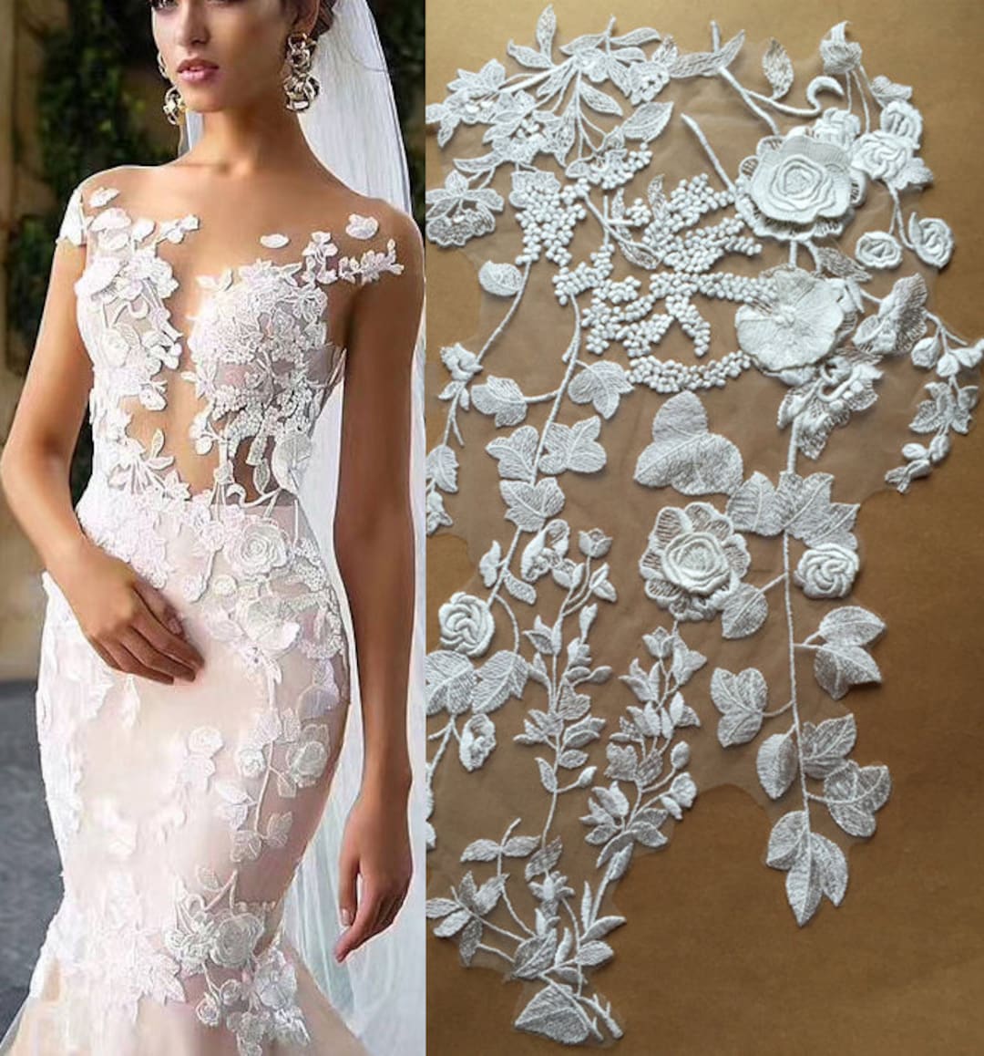 Ivory Embroidered Lace Boudicca