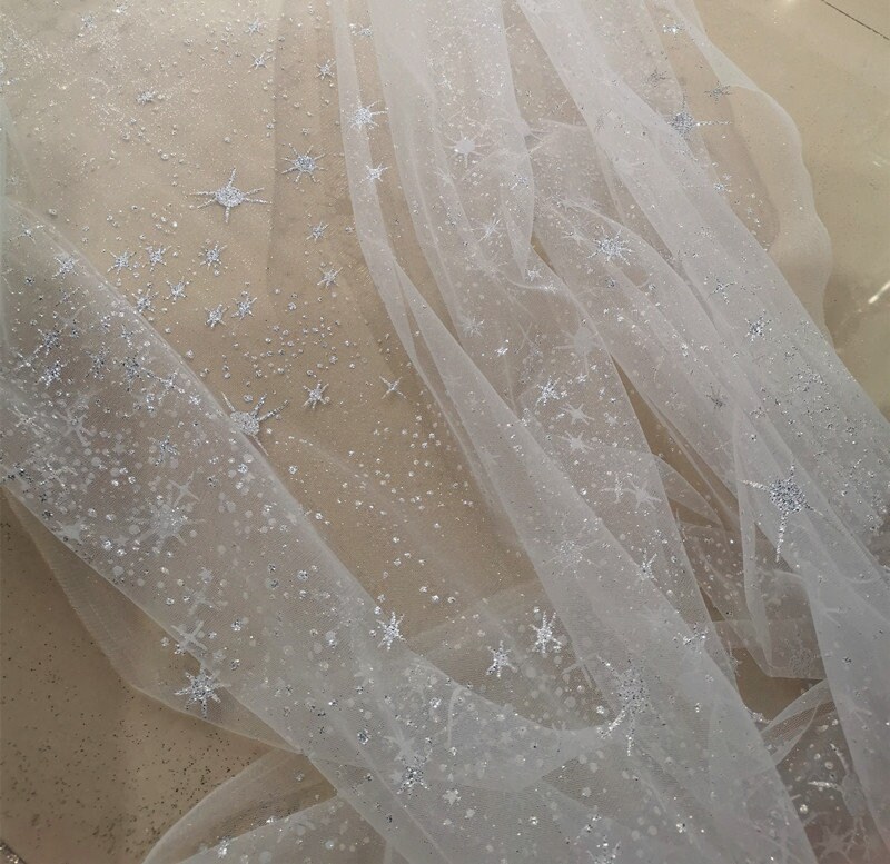 White Sparkle Glitter Tulle Fabric – In-Weave Fabric