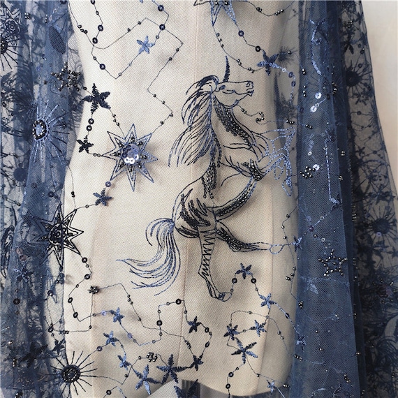 Star Celestial Embroidery Fabric, Soft Ivory White Tulle, Bridal Wedding  Evening Dress, Sequin Beaded Lace, Fashion DIY Fabric by the Yard - Etsy