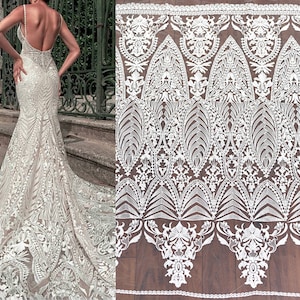 Embroidery floral Lace Fabric Bridal Lace tulle material Wedding Dress Alencon Cotton Mesh Venice Guipuire flower lace by the yard