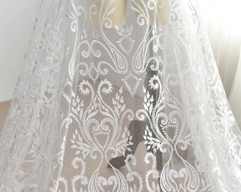White Ivory Heart Lace Fabric, Guipure lace DIY material, Wedding Dress Evening Gown, Cotton Embroidery Alencon Tulle flower lace