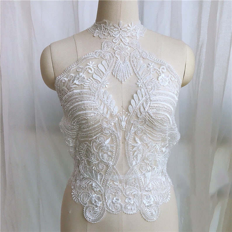 Ivory Sequin Embroidered Lace Eb1102