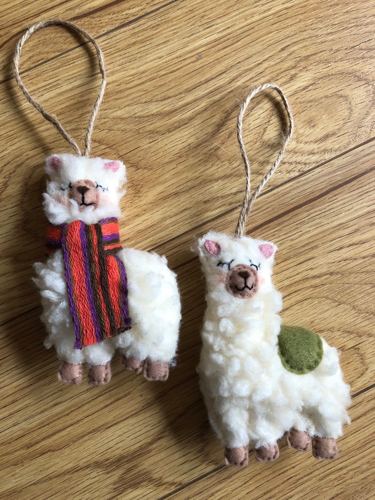 Alpaca Christmas Decoration - Llama - Sherpa Fleece - Llamas - Fabric - Nursery - Decor - Ornament- Scarf - Felt - Handmade - Alpacas