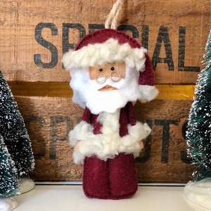 Father Christmas Decoration - Santa Claus - Tree - Primitive - Santa - Saint Nick - Holidays - Xmas - Ornament - Felt - Handmade - Ornaments