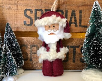 Handmade Felt Father Christmas Tree Decoration, Santa Xmas Ornament