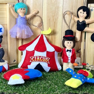 Felt Circus Christmas Decorations - Elephant - Ringmaster - Acrobat - Strongman - Clown - Big Top - Nursery - Lion - Sea-lion -