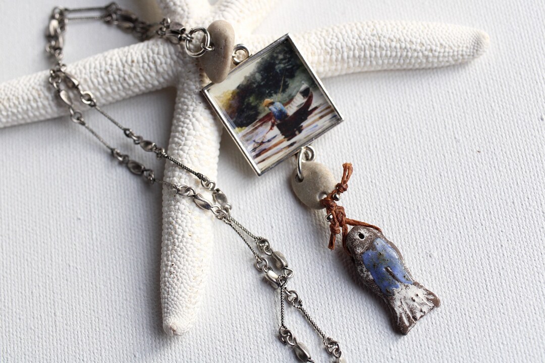 Nautical Themed Necklace, Winslow Homers Sloop, Nassau, Famous Artist