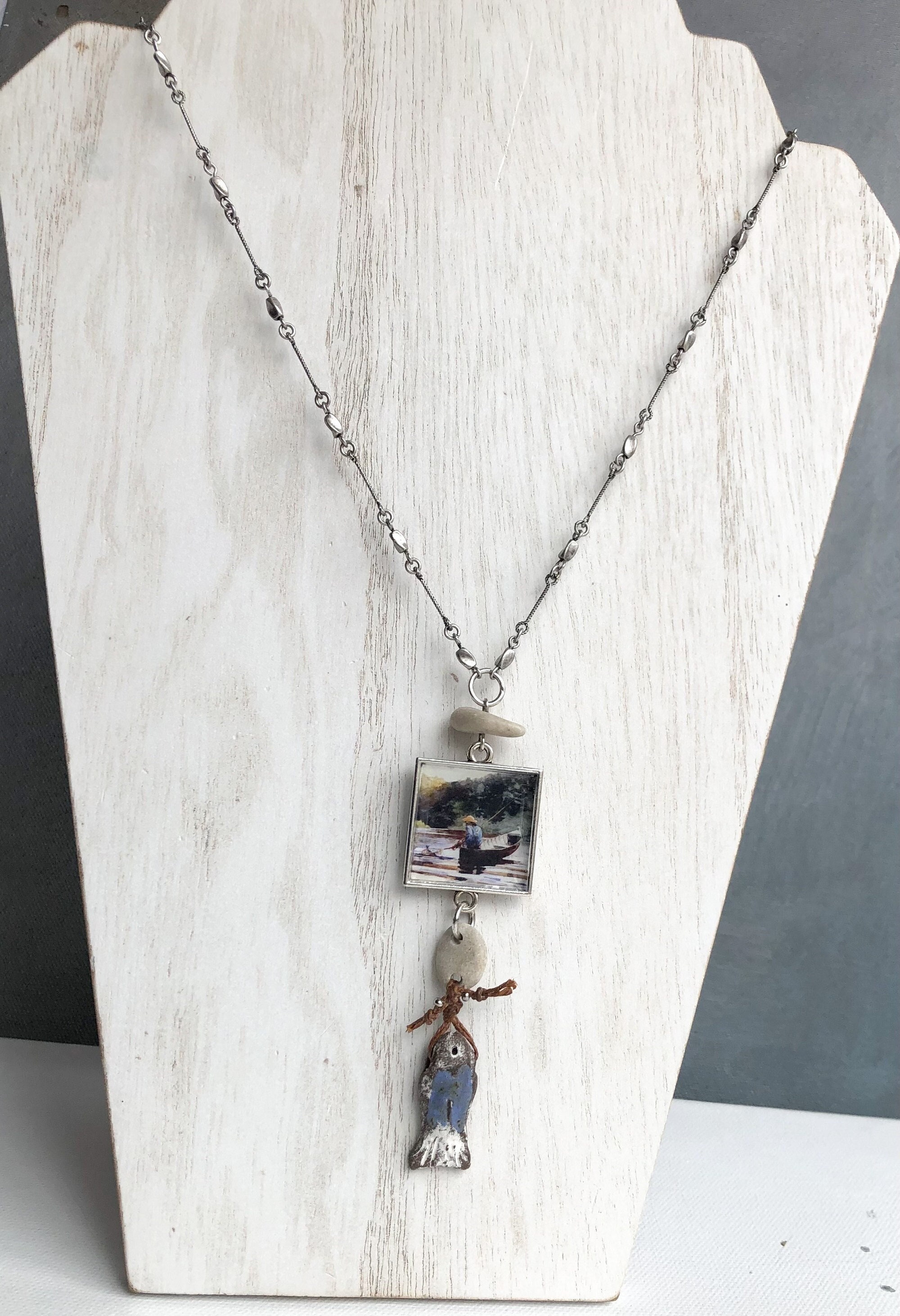 Nautical Themed Necklace, Winslow Homers Sloop, Nassau, Famous Artist