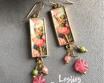 flower fairy earrings, flower earrings, fairy jewelry