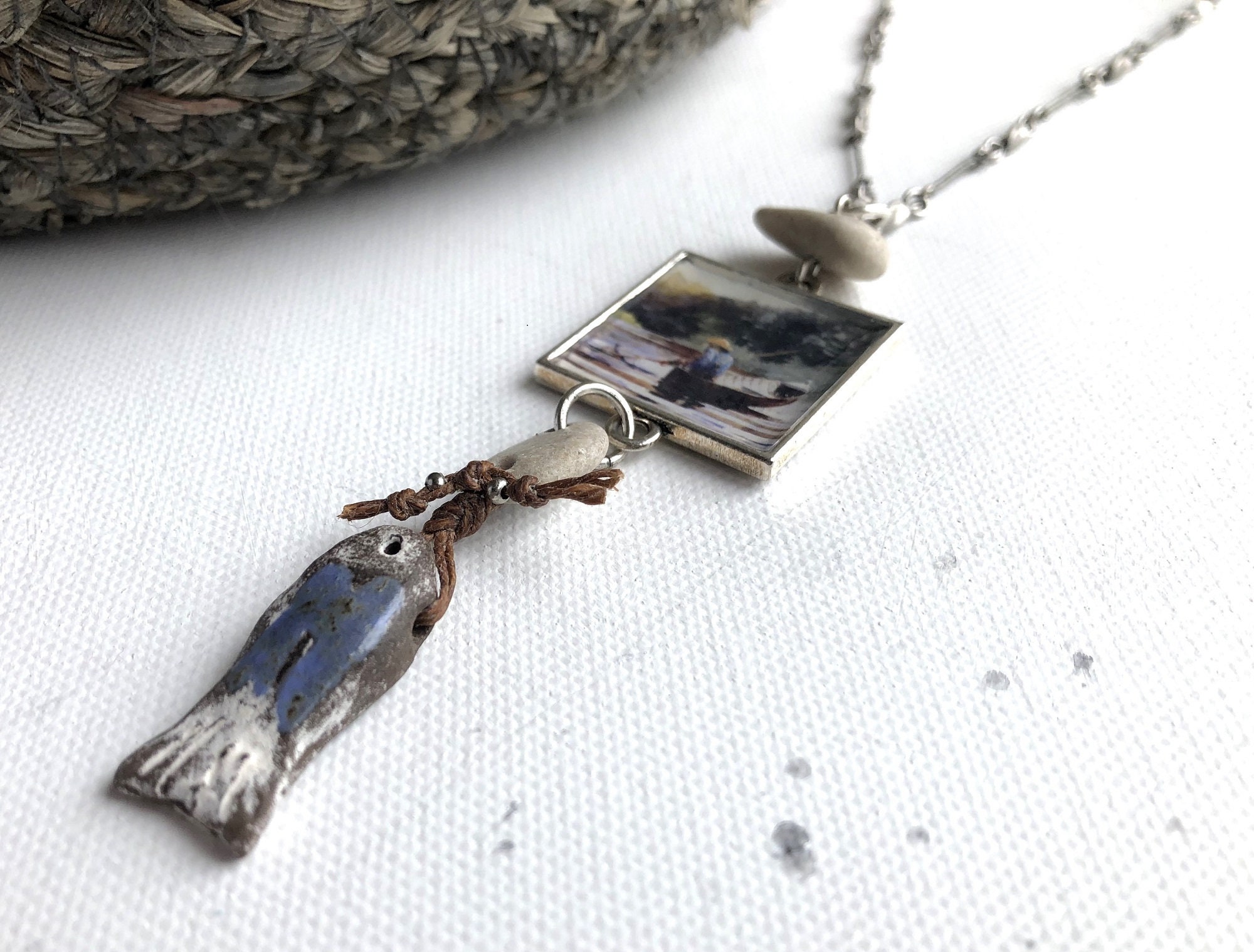 Nautical Themed Necklace, Winslow Homers Sloop, Nassau, Famous Artist