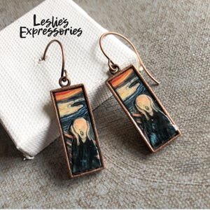 The Scream Earrings, Edvard Munch jewelry, Scream jewelry, resin jewelry, famous painting earrings, famous artist jewelry