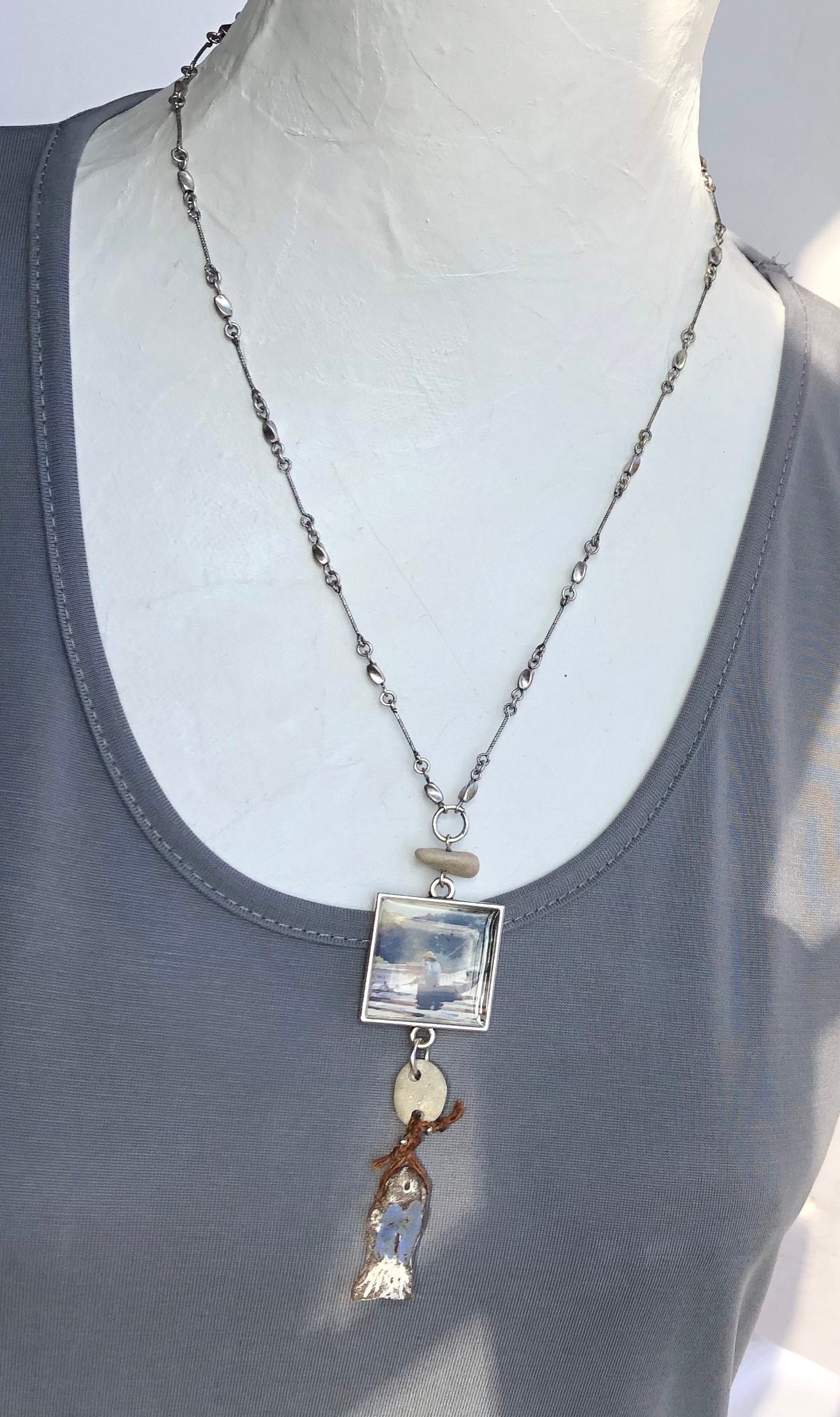 Nautical Themed Necklace, Winslow Homers Sloop, Nassau, Famous Artist