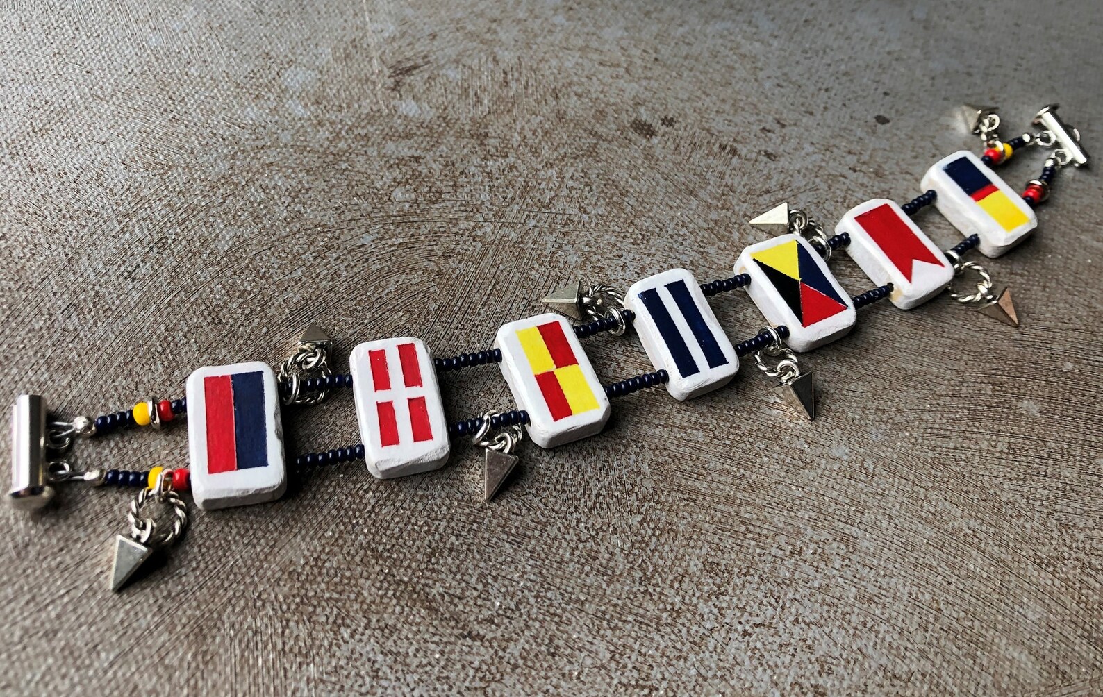 Nautical Flag Bracelet Nautical Statement Bracelet Navy and Etsy