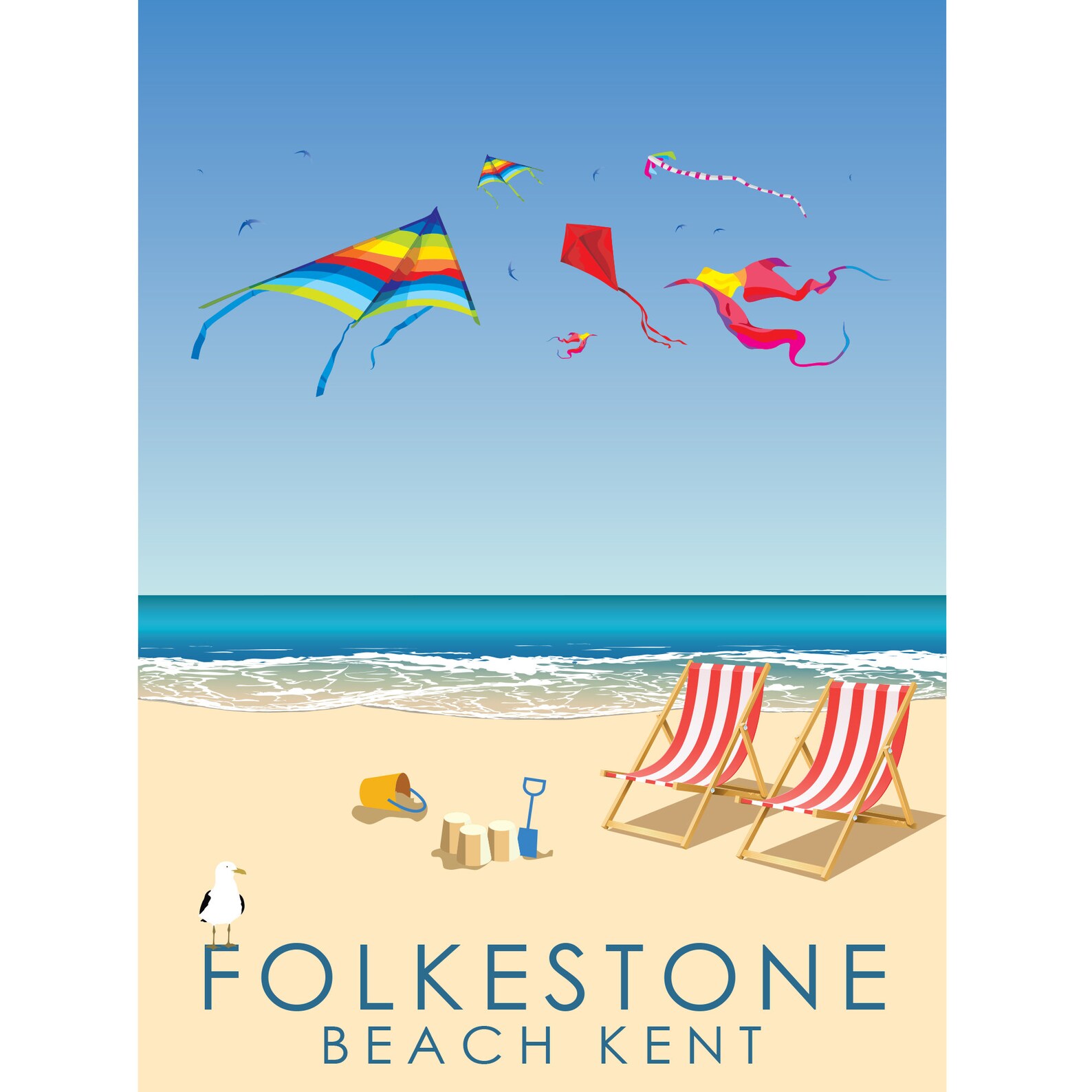Folkstone, Kent, England, Trio of Classic Seaside Art Prints. Etsy