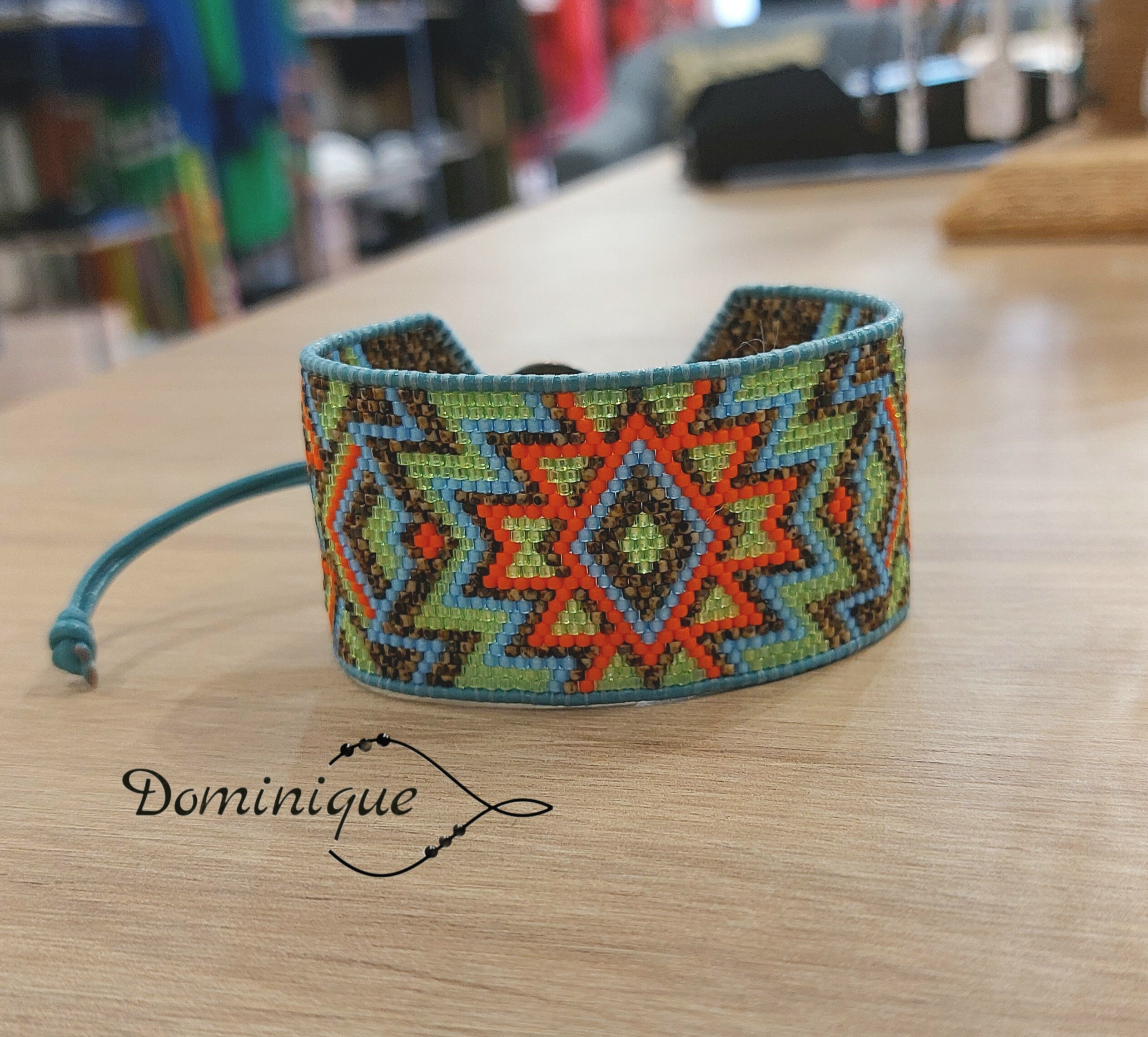 Native American Woven Bead Bracelet. Adjustable Ethnic  display picture 3
