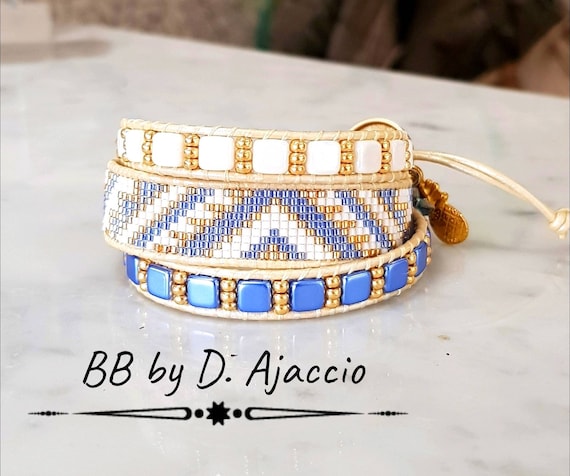 KELITCH Leder Armband Mit Miyuki Perlen - Handgewebt, Einstellbar, Für Damen, Geschenk Für Freundin, Mutter