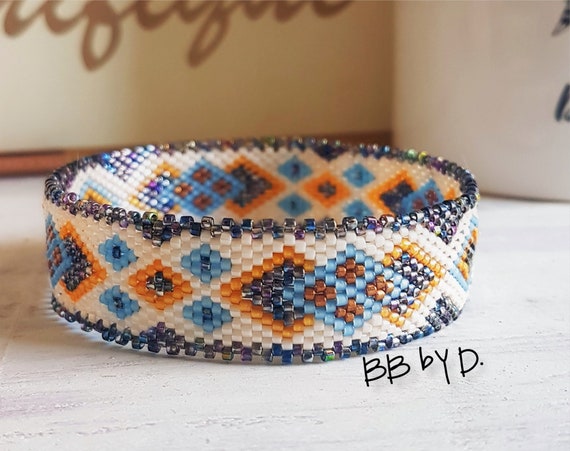 Bangle Miyuki Bracelet Boho Style Ethnic. Cuff Woven in Glass