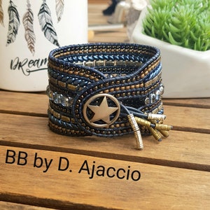 Ensemble De Bracelets Manchette Larges Empilables Dorés - Motif Vintage Boho