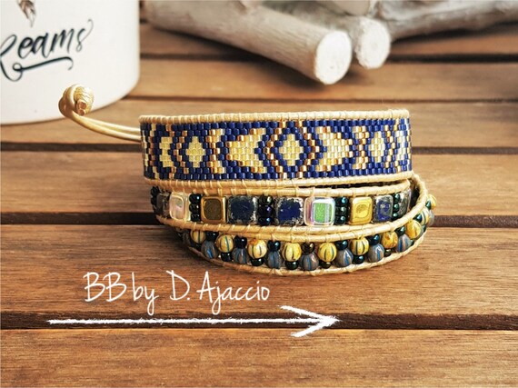 Bracelet Manchette Multirang En Perles Miyuki Delica - Fait Main En France - Couleurs Vives