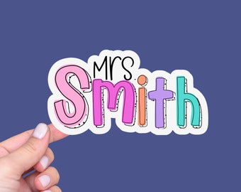 Personalized  School Sticker for Laptop, Water Bottle custom teacher name sticker, teacher planner sticker, Set 0f 2