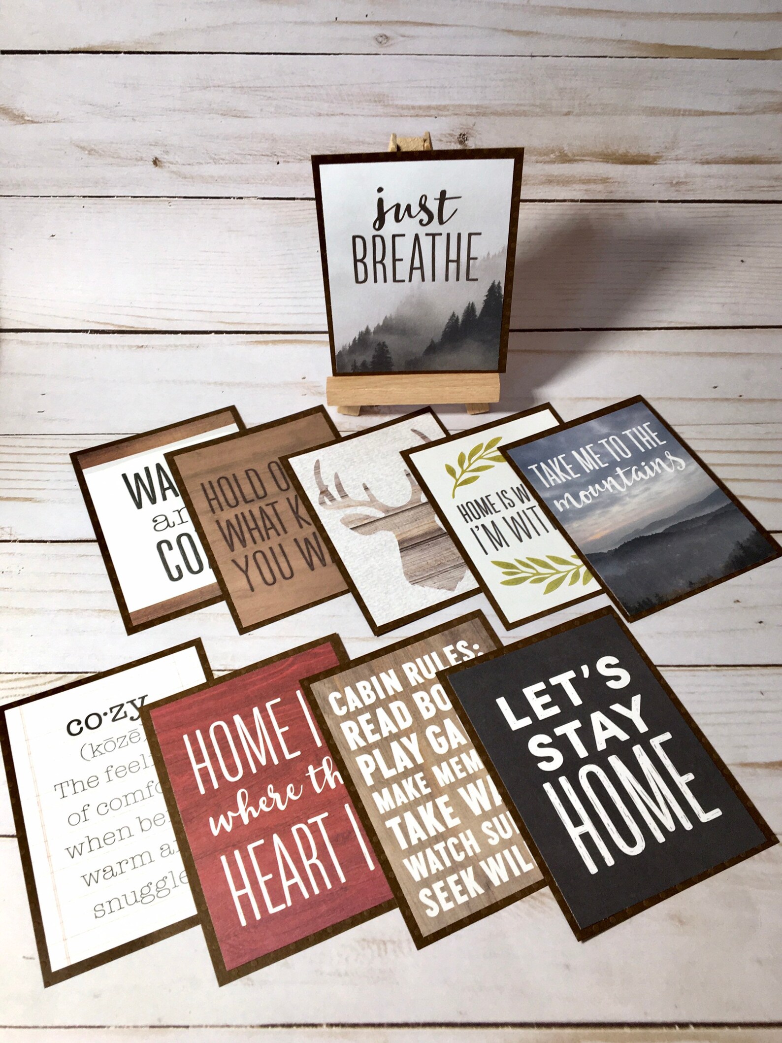 Motivational desk decor quote cards with stand Fall desk Etsy