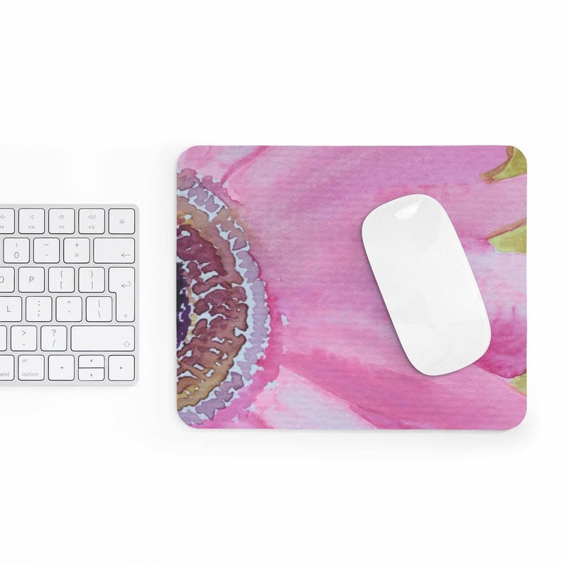 Flower Mousepad Pink Office Desk Accessory Ready To Ship Flower Mousepad Pink Office Desk Accessory Ready To Ship Watercolor Mouse Mat Coworker Gift Unique Computer