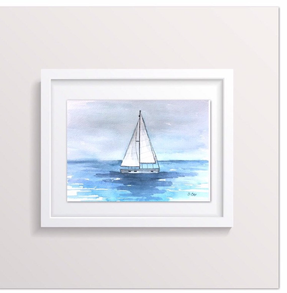 Sailboat Print Coastal Wall Art Sailboat Watercolor Beach | Etsy