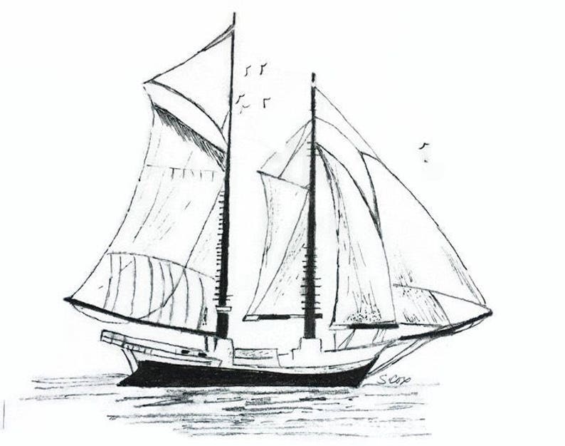 pencil drawing of sailboat