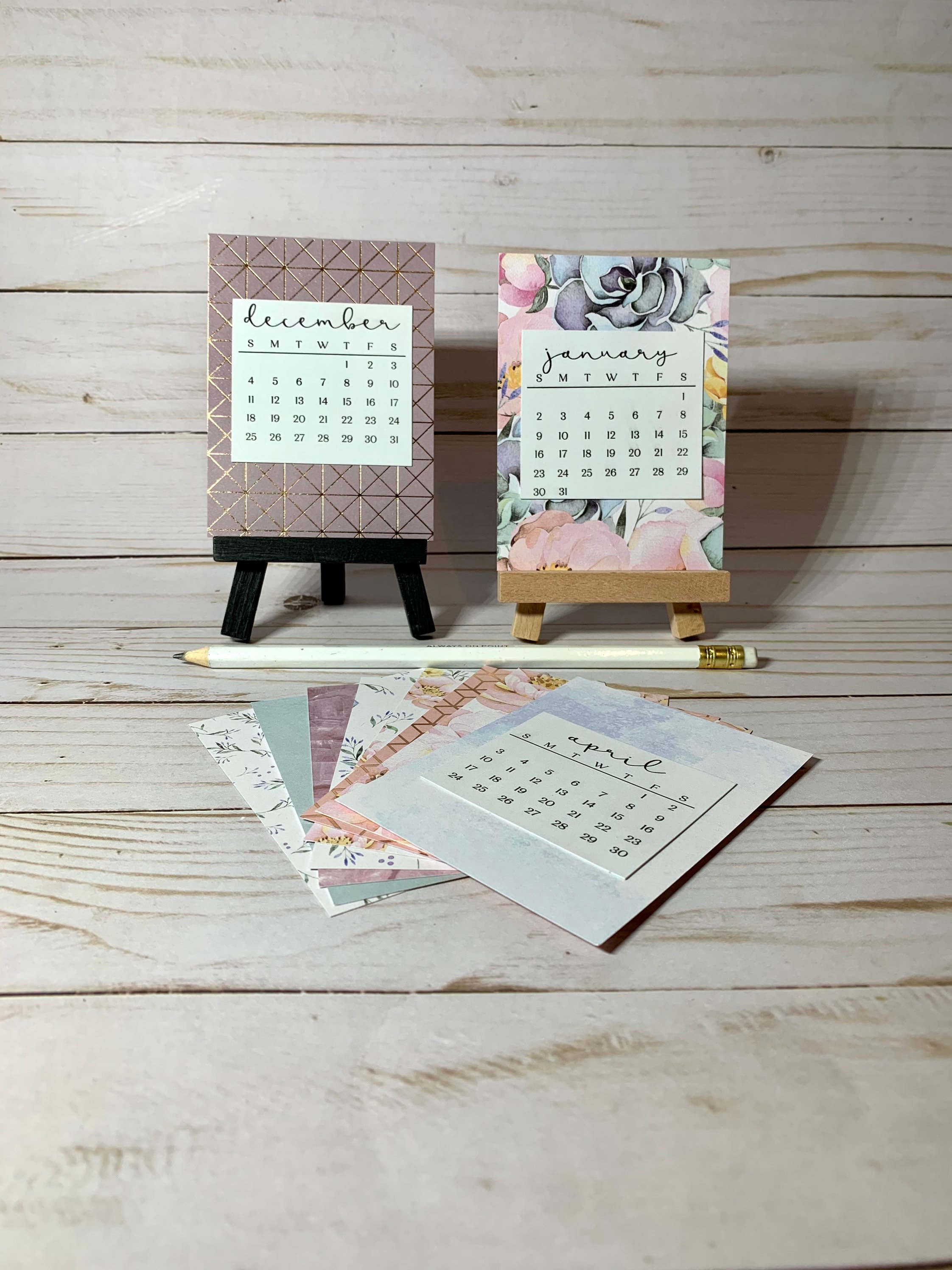 Rolling calendar with easel Planner cards 2021 cubicle decor Office
