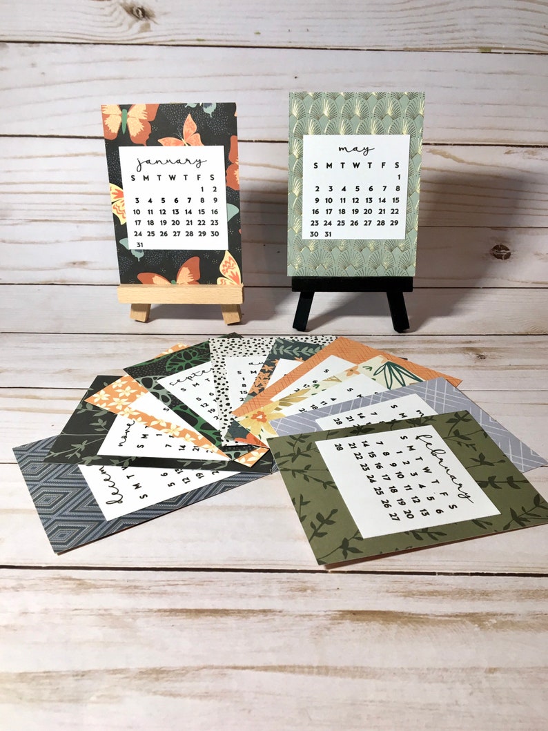 2021 Desk calendar with easel Desk accessories small Etsy