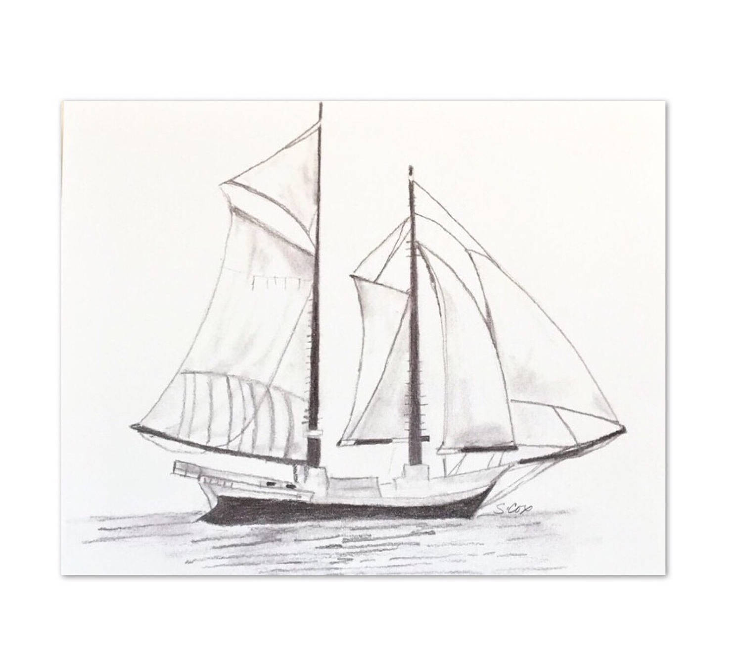 sailboat pencil sketch