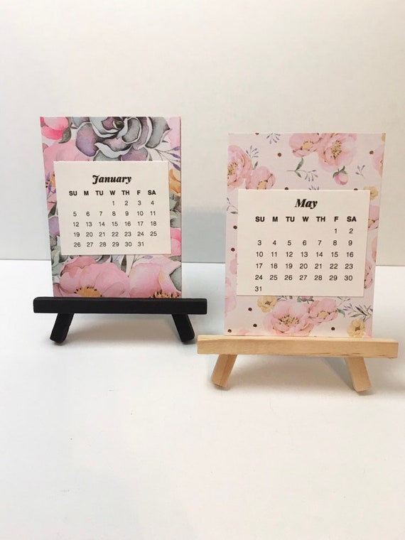Floral Calendar Office Decor Small Desk Calendar 2020 Mini Etsy