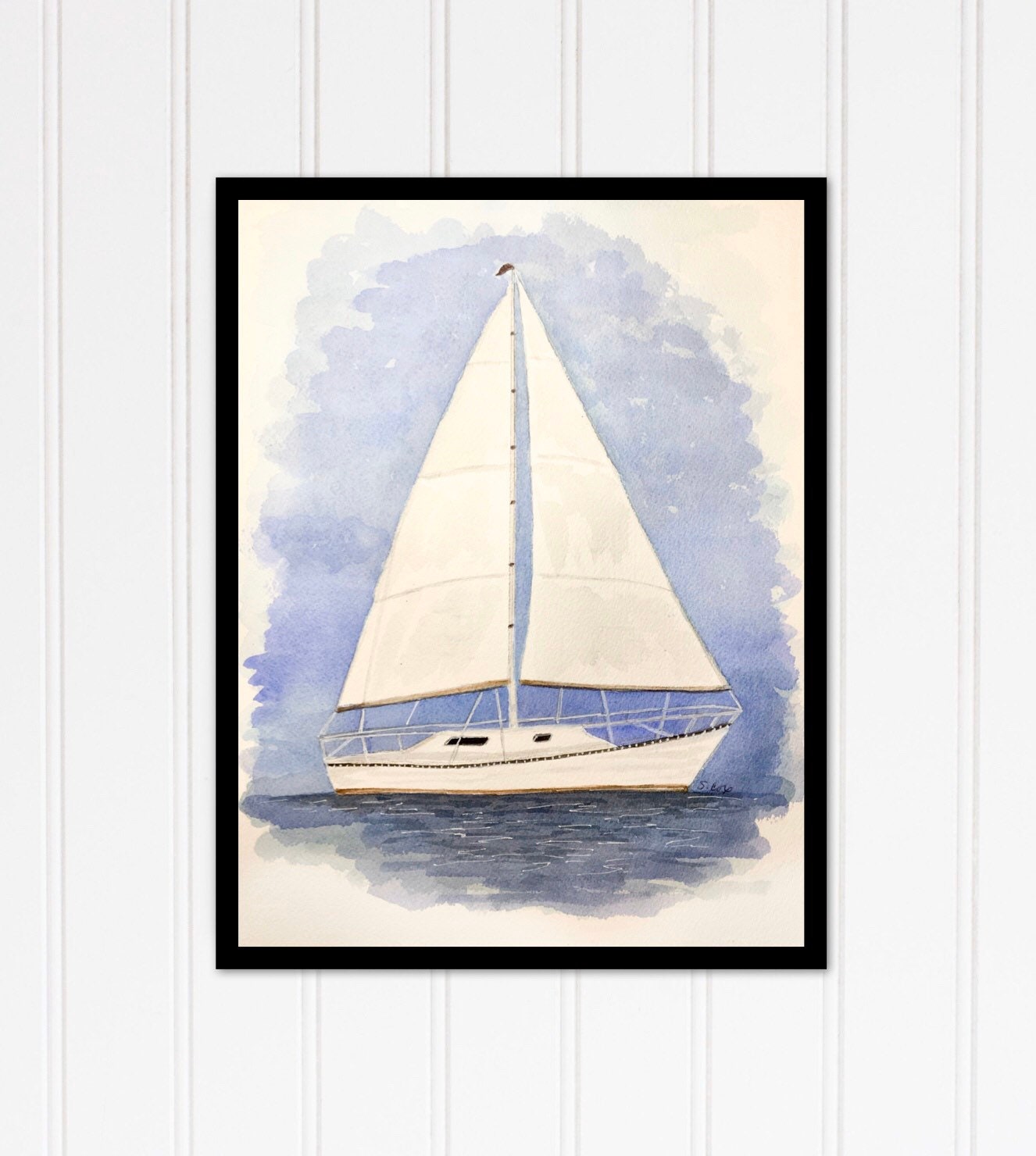 sailboat watercolor for nursery