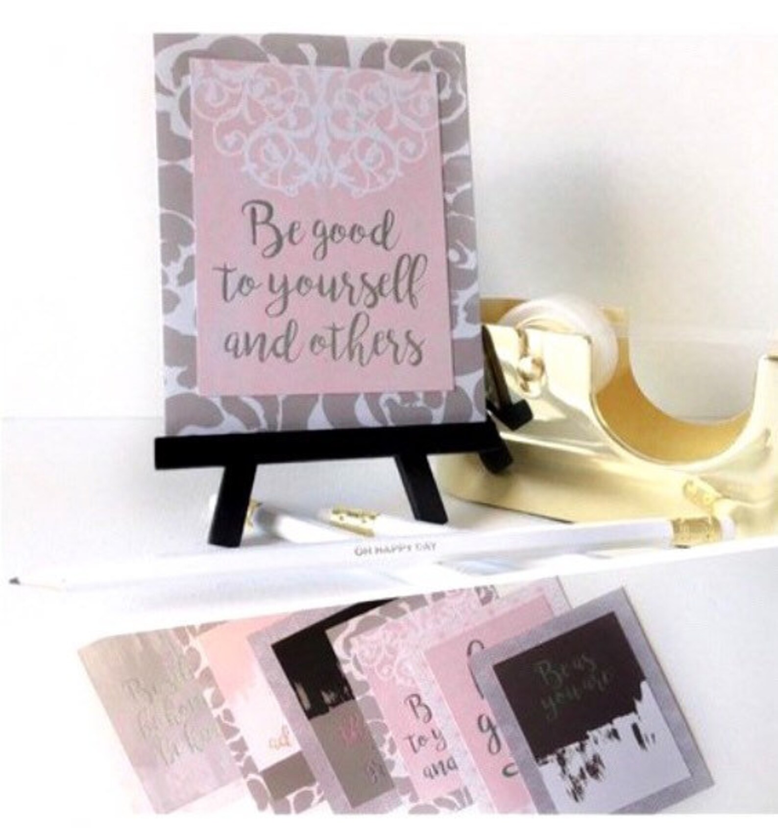 Office Desk accessories Inspirational cards with stand Etsy