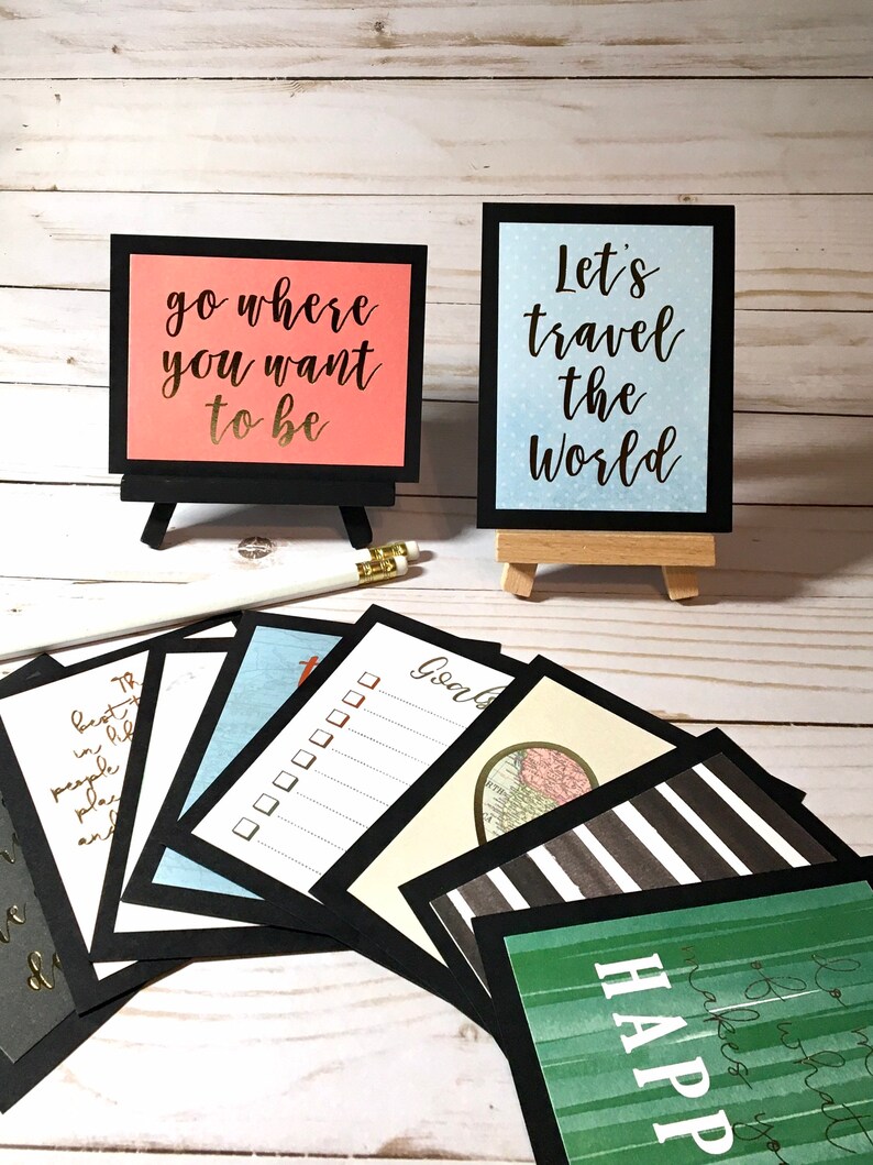 Motivational desk decor quote cards with stand Fall desk Etsy
