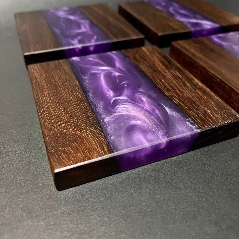 Wood & Resin Coasters Set of 4 Mother's Gift Idea Etsy